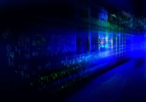 3d rendering digital wave flows in the data center against the background of Stock Illustration