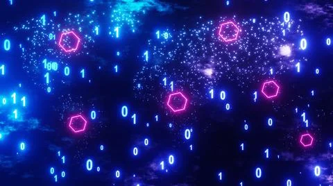 3d Rendering. Digital world background binary map technology. Global network  Stock Illustration