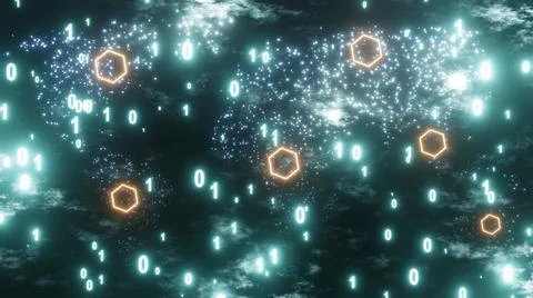 3d Rendering. Digital world background binary map technology. Global network  Stock Illustration