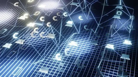 3d Rendering Digital world background binary map technology. Global network c Stock Illustration