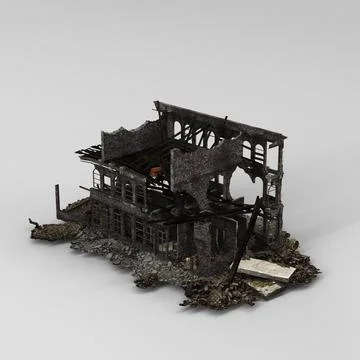 3d rendering of a dilapidated abandoned house located Stock Illustration