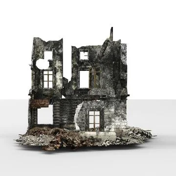 3d rendering of a dilapidated structure reduced to a pile of ruinous rubble Stock Illustration