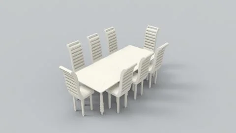 3d rendering of a dining table with eight chairs isolated in studio backgroun Stock Illustration