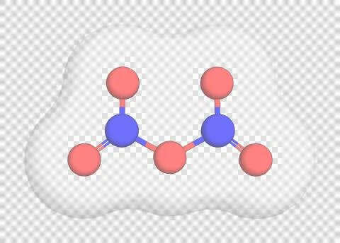 3D rendering of Dinitrogen Pentoxide over a transparent background. Stock Illustration