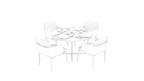 3d rendering of a dinning set isolated in white studio background Stock Illustration