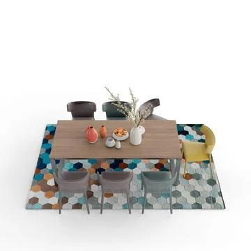 3D rendering of a dinning table on a white background Stock Illustration