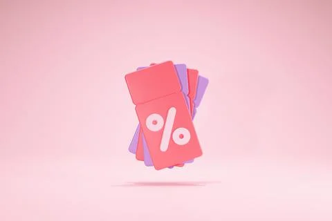 3D Rendering Discount Coupons Element Promotion Isolated Front Stock Illustration