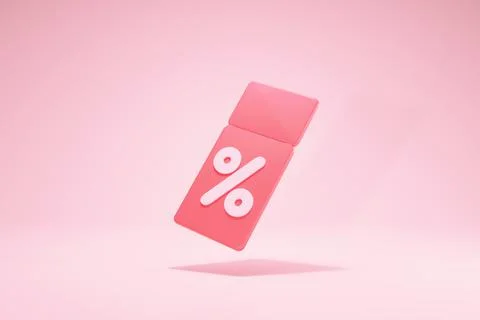 3D Rendering Discount Coupons Element Promotion Isolated Pink Perspective Stock Illustration