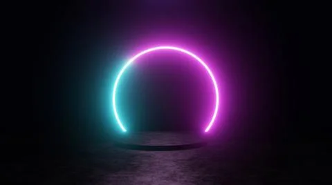 3D rendering display stand Abstract glowing neon Stock Illustration