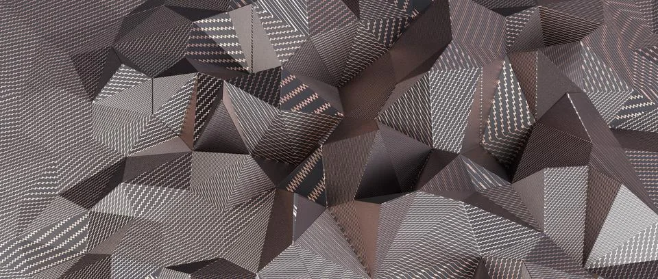 3D rendering Distorted low poly backdrop with sharp lines Illustrazione stock