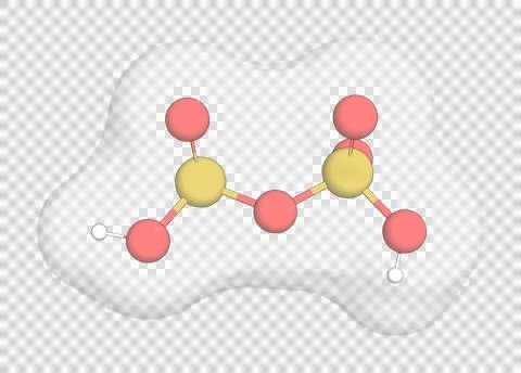 3D rendering of Disulfuric Acid over a transparent background. Stock Illustration