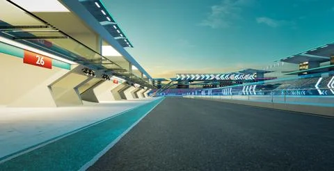 3d rendering does not exist modern racing garage Stock Illustration