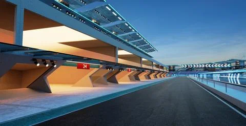 3d rendering does not exist modern racing garage Stock Illustration