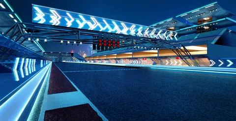 3d rendering does not exist futuristic Racetrack Circuit Stock Illustration