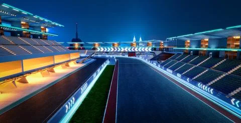 3d rendering does not exist futuristic Racetrack Circuit Stock Illustration