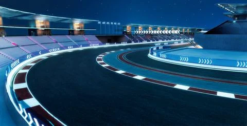3d rendering does not exist futuristic Racetrack Circuit Stock Illustration