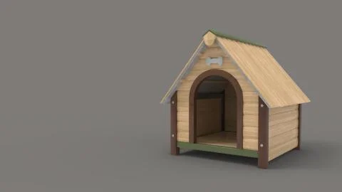 3d rendering of a dog house isolated in a studio background Ilustración de archivo
