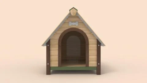 3d rendering of a dog house isolated in a studio background Ilustración de archivo