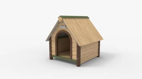 3d rendering of a dog house isolated in a studio background Ilustración de archivo