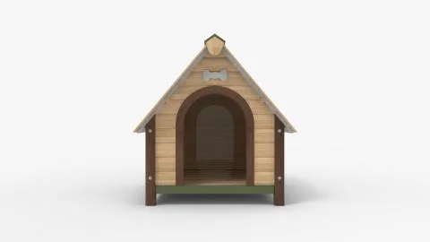 3d rendering of a dog house isolated in a studio background Ilustración de archivo