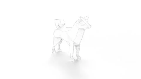 3d rendering of a dog low polygon isolated in white background Ilustración de archivo