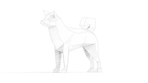 3d rendering of a dog low polygon isolated in white background Ilustración de archivo