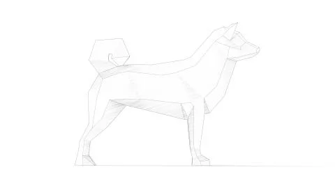 3d rendering of a dog low polygon isolated in white background Ilustración de archivo