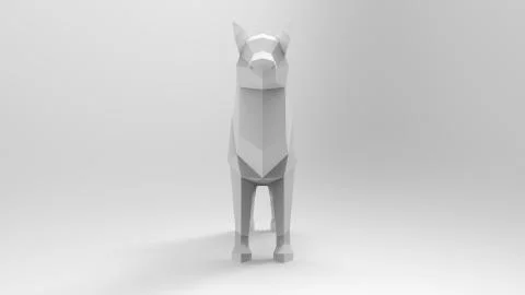 3d rendering of a dog low polygon isolated in white background Ilustración de archivo