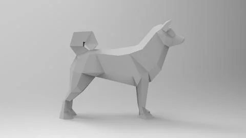 3d rendering of a dog low polygon isolated in white background Ilustración de archivo