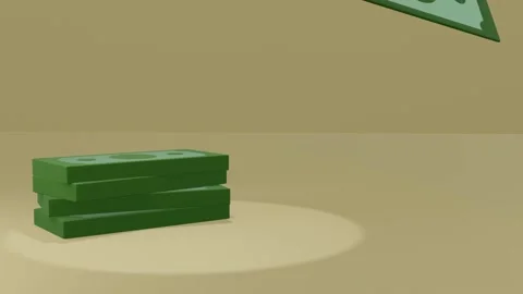 3d rendering dollars banknotes move to the ground Stock Footage 134019167