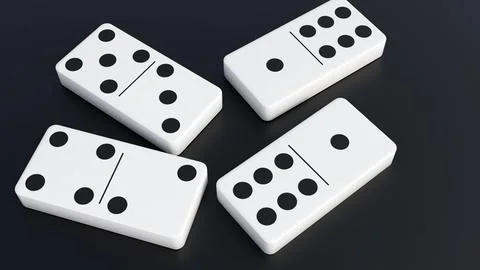 A 3D rendering of domino tiles scattered across the surface. Stock Illustration