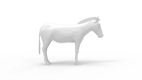 3D rendering of donkey white small animal studio islated white background Illustrazione stock
