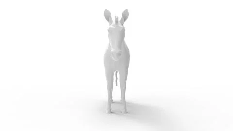 3D rendering of donkey white small animal studio islated white background Illustrazione stock