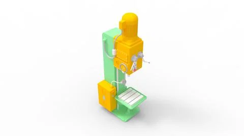 3D rendering of a drill press machine heavy metalworking industry tool Ilustração Stock