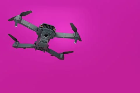 3d rendering of a drone isolated on a fuchsia background with copy space Illustrazione stock
