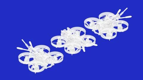 3D rendering of a drone quadcopter uav camera drone unmanned flying object Illustrazione stock