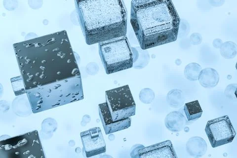 3d rendering, drop of water with light blue background Stock Illustration