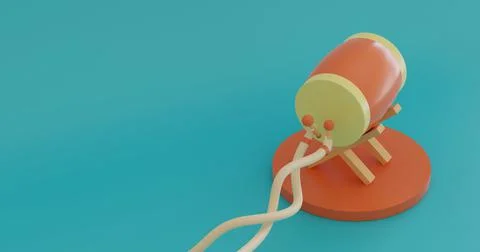 3D Rendering Drums for eid mubarak and ramadan in blue background イラスト素材