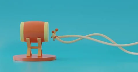 3D Rendering Drums for eid mubarak and ramadan in blue background イラスト素材