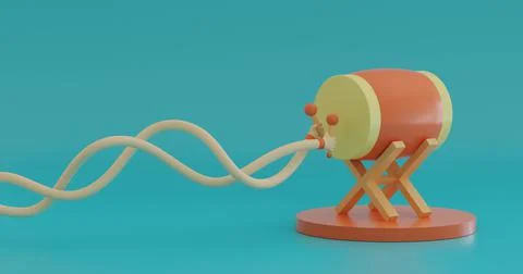 3D Rendering Drums for eid mubarak and ramadan in blue background イラスト素材