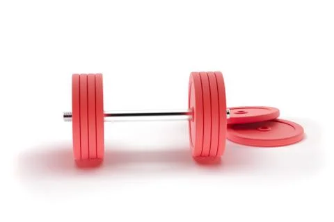 3d rendering dumbbell isolated on white, closeup, for fitness or weight related Stock Illustration