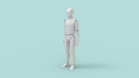 3D rendering of a dummy mannequin robot doll human ai isolated Ilustração Stock