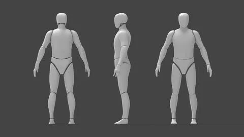 3D rendering of a dummy robot man person model blank template isolated in Illustrazione stock