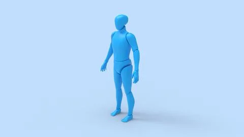 3D rendering of a dummy robot man person model blank template isolated in Stock Illustration
