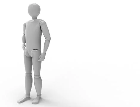 3d rendering of a dummy standing posing is white studio background 库存插图