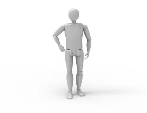 3d rendering of a dummy standing posing is white studio background Stock Illustration