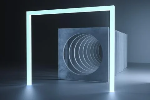 3d rendering, dust rock tunnel construction, mysterious background Stock Illustration