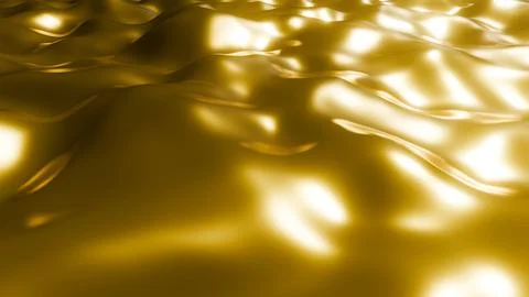 3D rendering of a dynamic flowing gold wave. Abstract liquid gold texture. Stock Illustration
