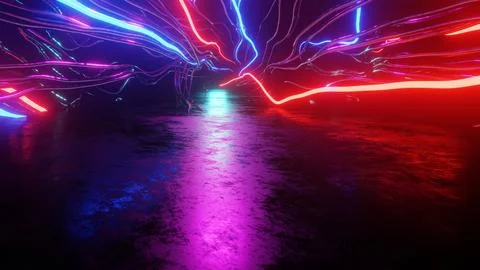 3d rendering dynamic light motion, light lines, high speed effect, motion l.. 스톡 일러스트