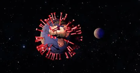 3D rendering of Earth being infected by coronavirus. The Earth has viruses Иллюстрация